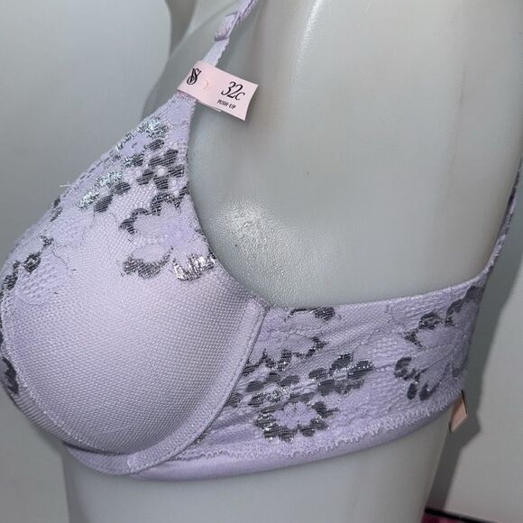 🔥Victoria's Secret Lavender Bra with Silver Accents 32C New - Picture 4 of 6